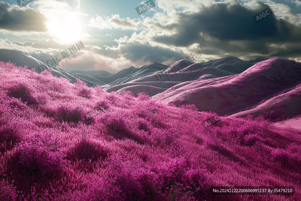 粉红色的3d风景