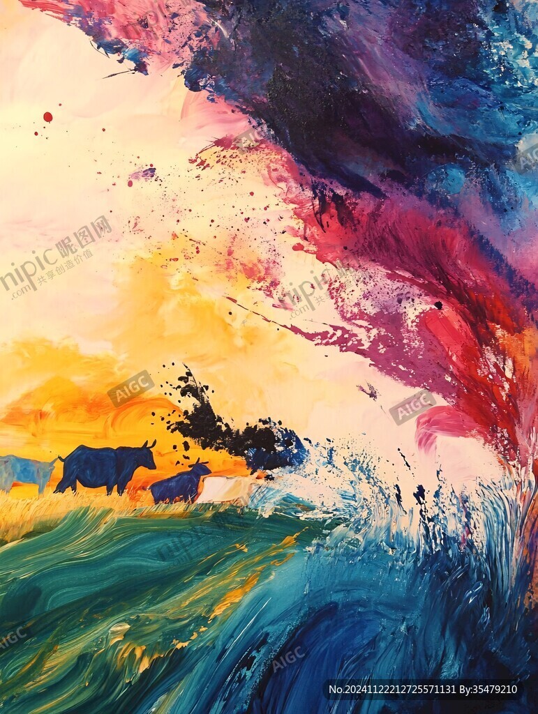 彩色创意海洋流体画