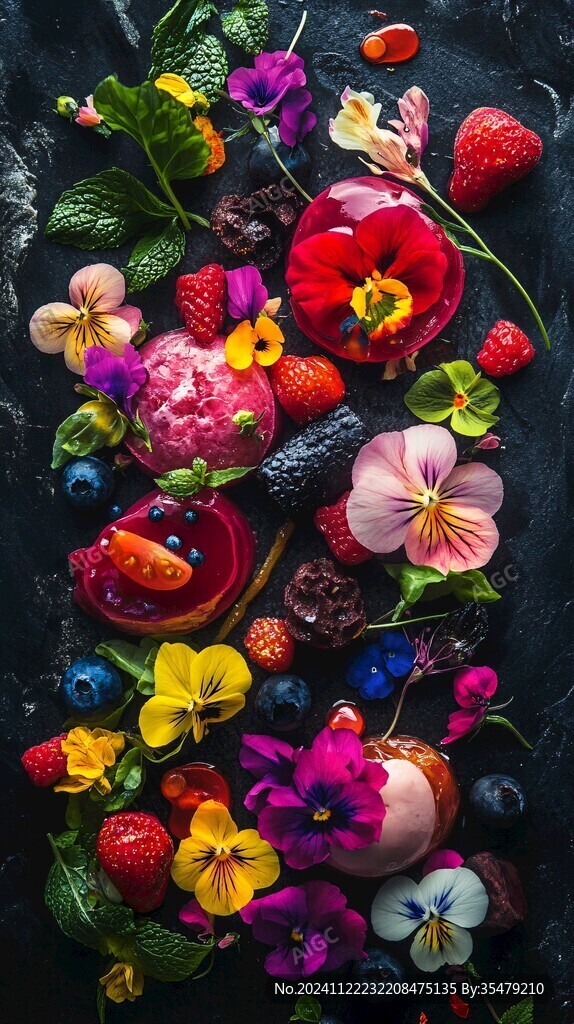 鲜花甜品饮料美食背景