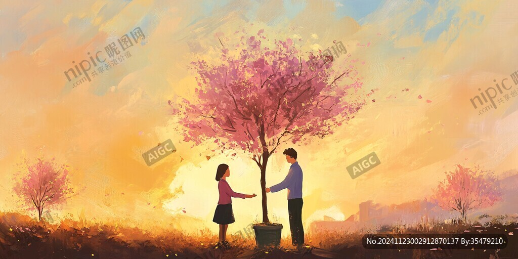 浪漫情侣插画背景