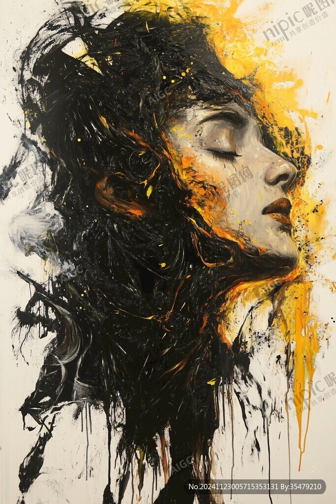 唯美抽象画水彩画女人