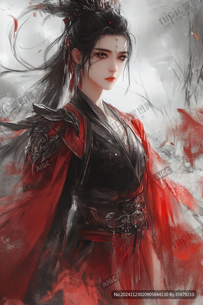 红衣少女设计古风