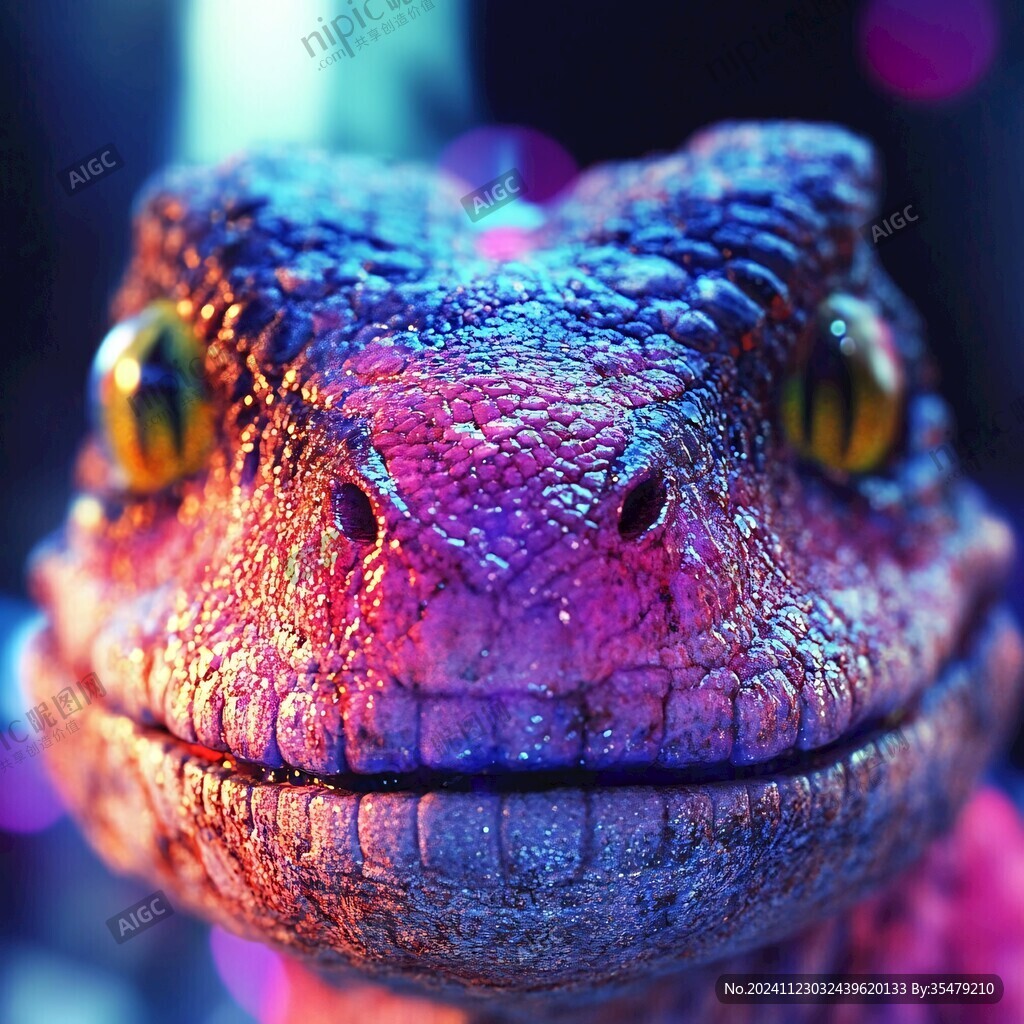 圆鼻巨蜥头部特写