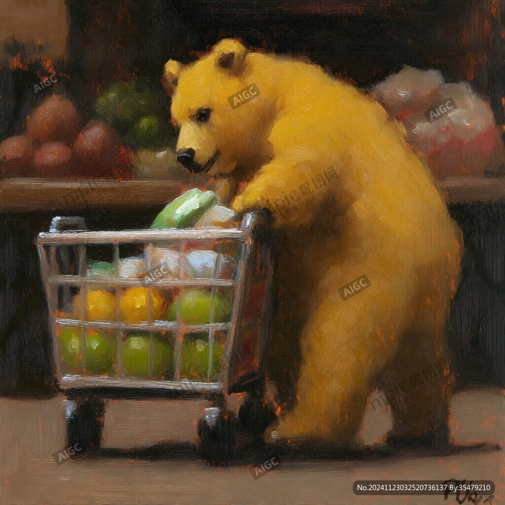 熊猫购物车插画