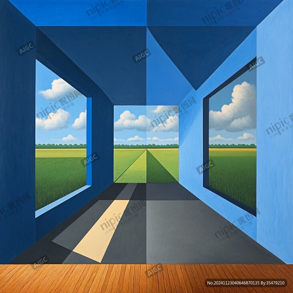 建筑设计蓝色的房间