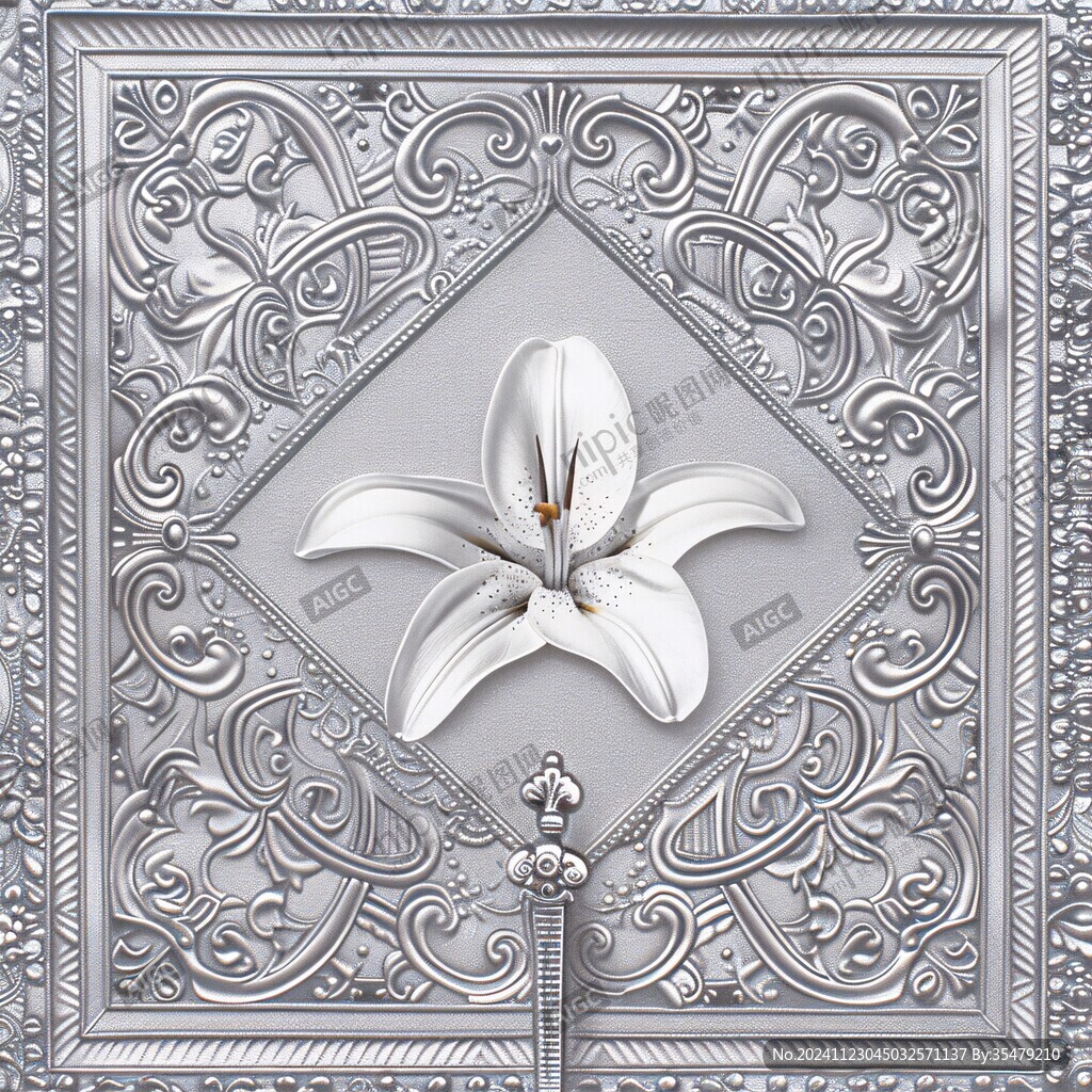 浮雕百合花