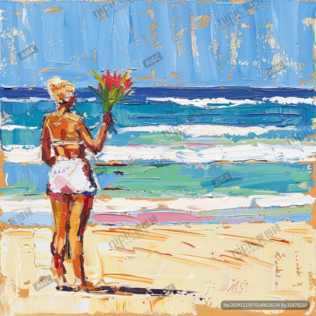 海滩比基尼女孩装饰画