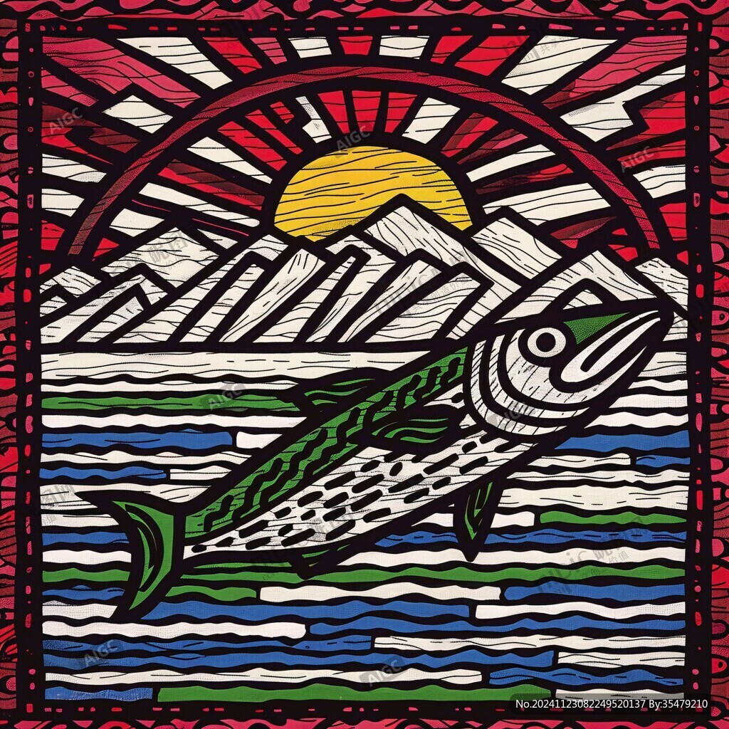 旭日东升线条装饰画