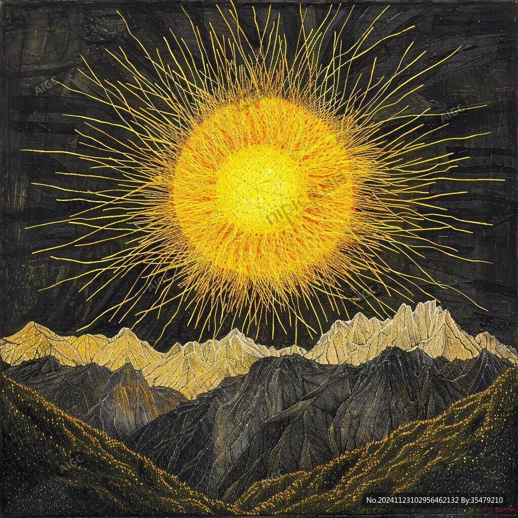 旭日东升线条装饰画