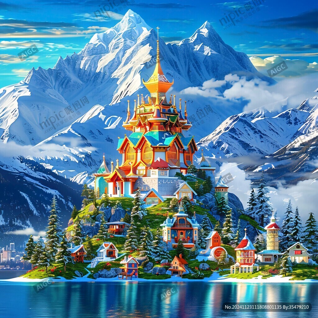 北欧美式天宫风景画