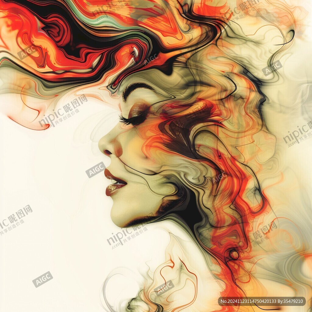 唯美抽象画水彩画女人