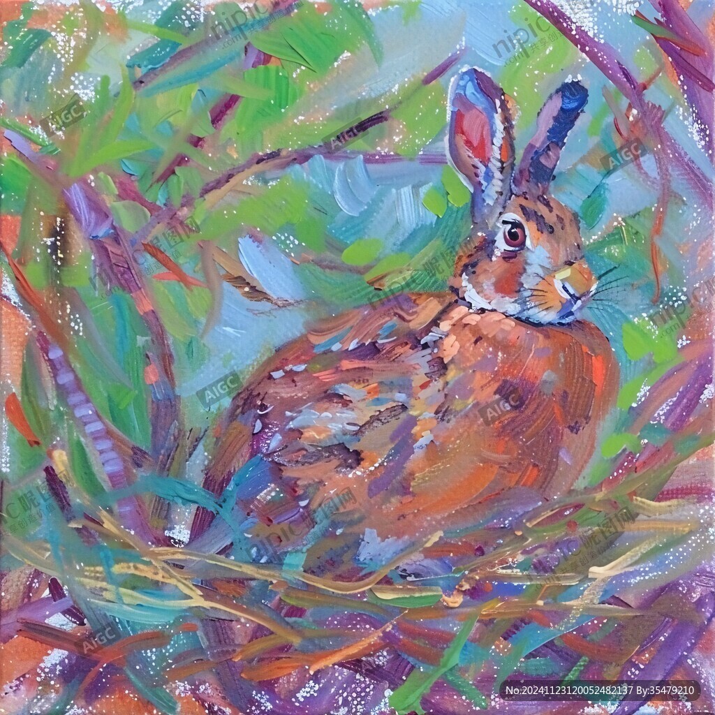 油画兔