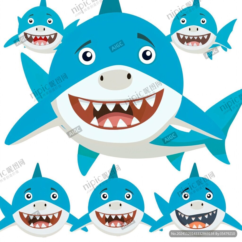 卡通鲨鱼立体画