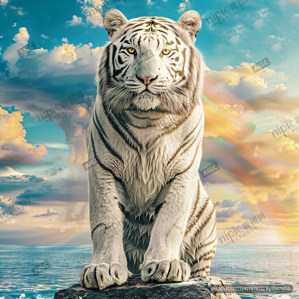 海报年画白虎原创