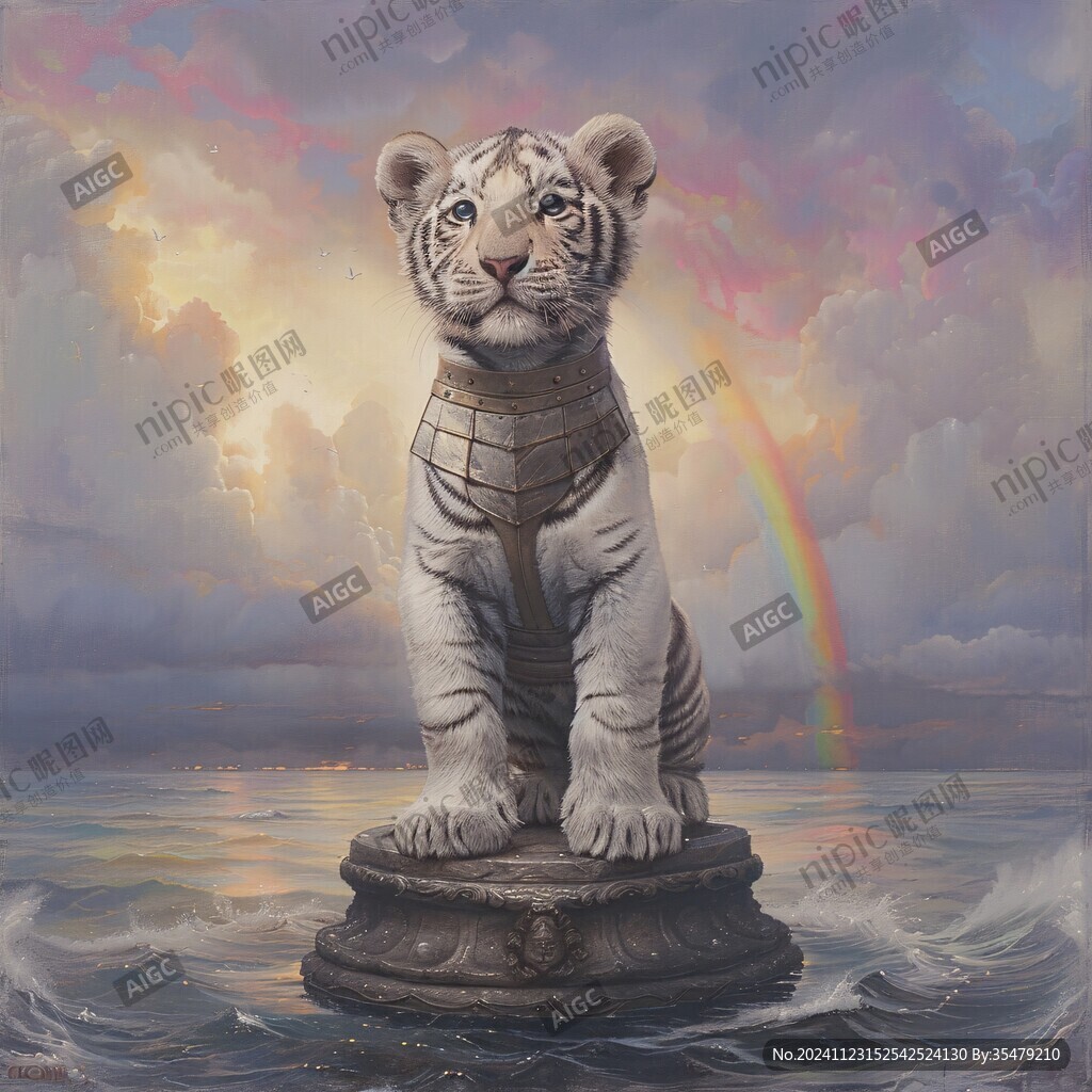 海报年画白虎原创