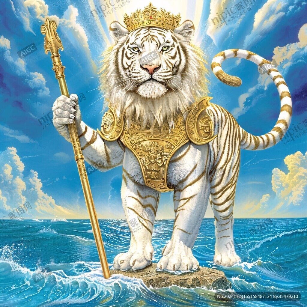 海报年画白虎原创