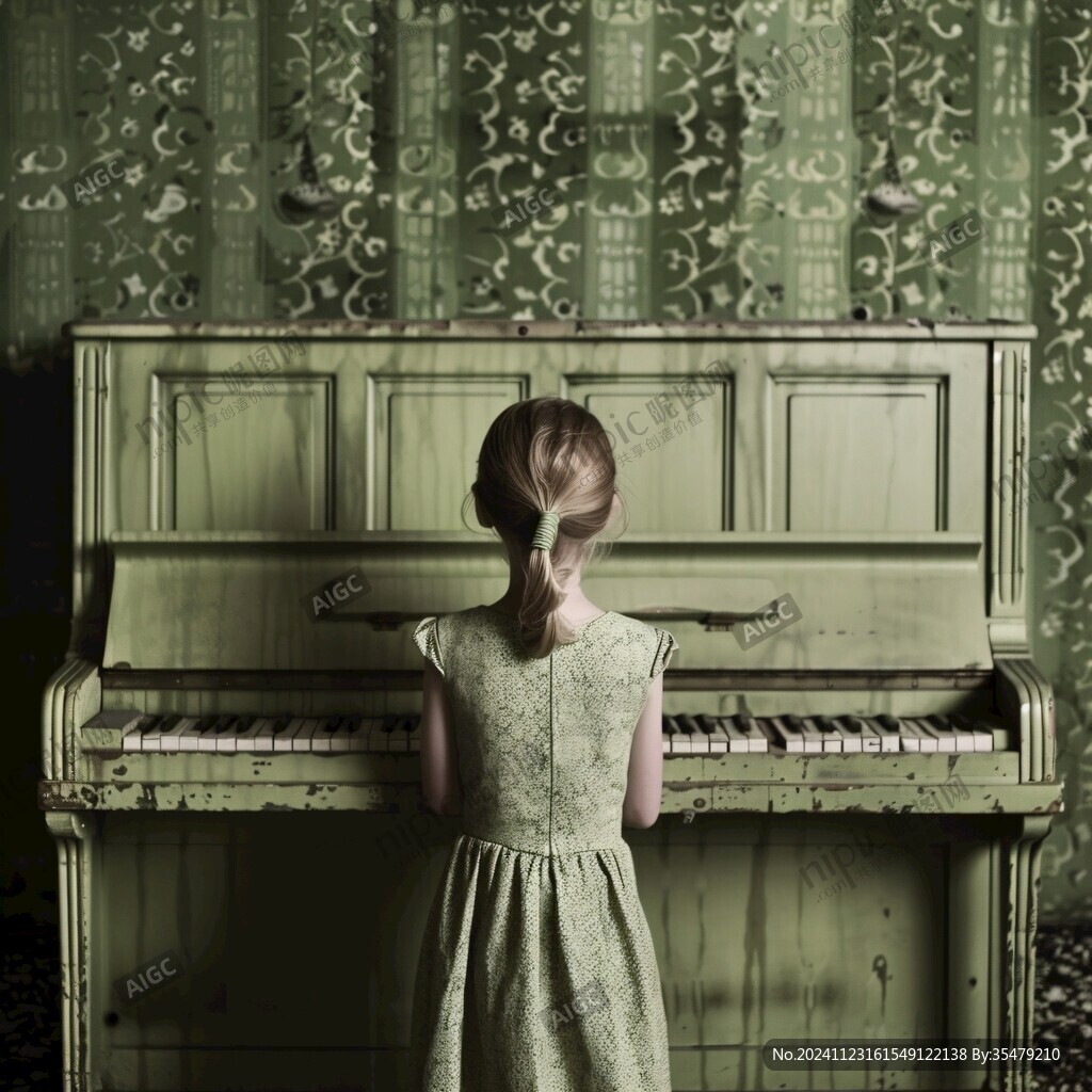 弹钢琴美女少女