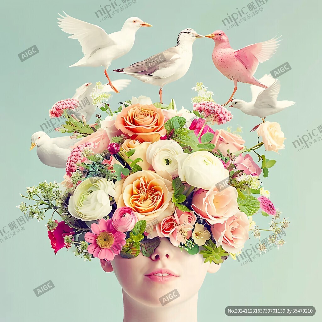 欧美风格鸟花卉