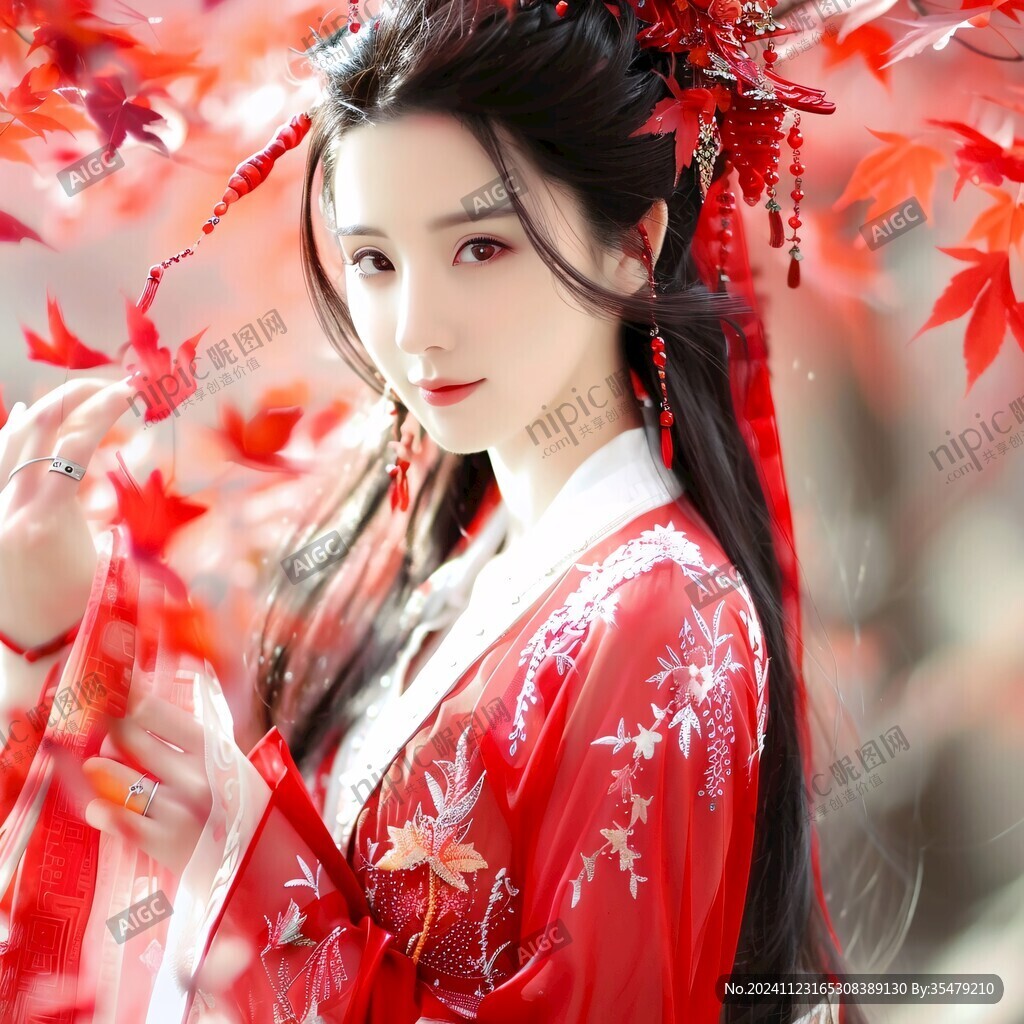 红衣少女设计古风