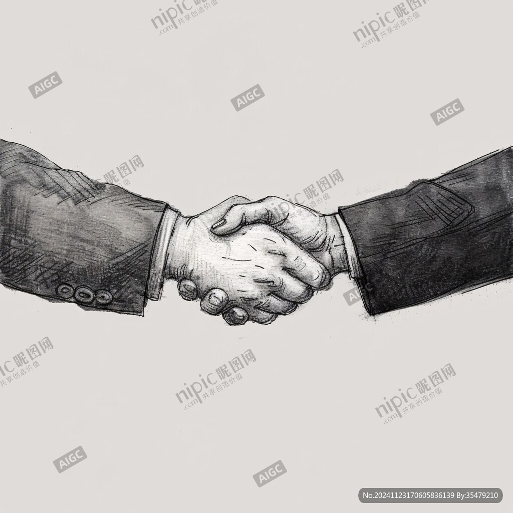 握手线稿