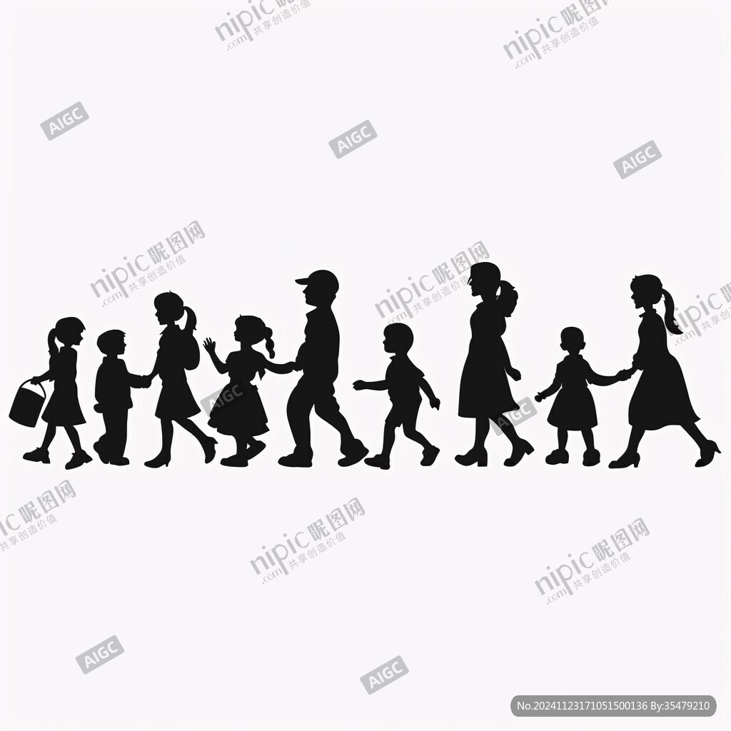 全家福人物剪影