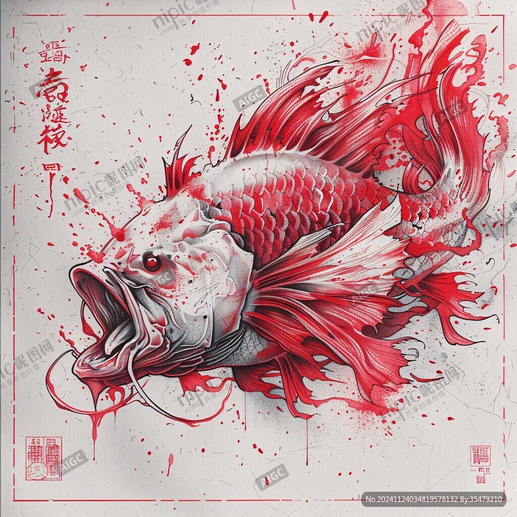 红鲤鱼手绘