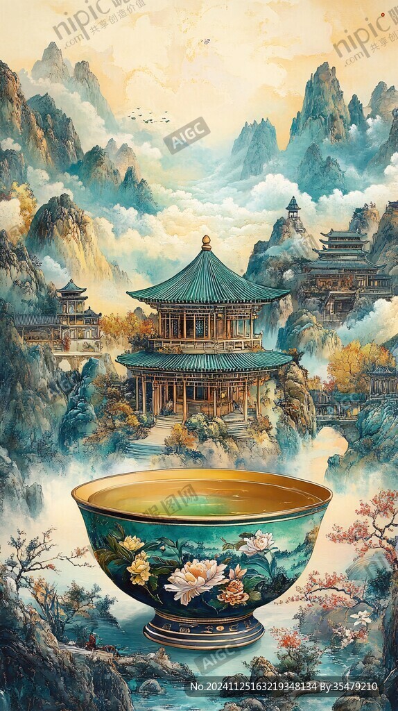 新中式楼阁皇宫山水