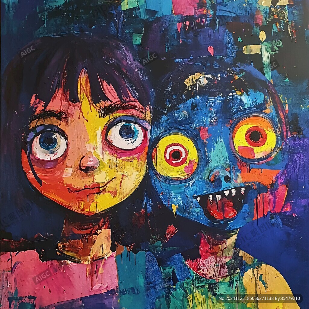 卡通人物现代油画