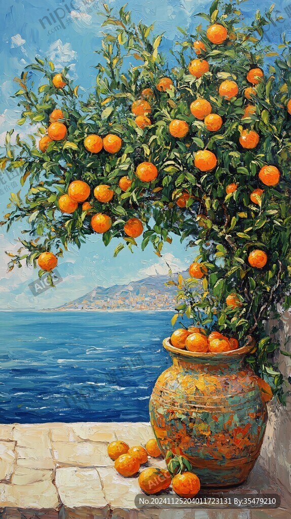 手绘地中海油画