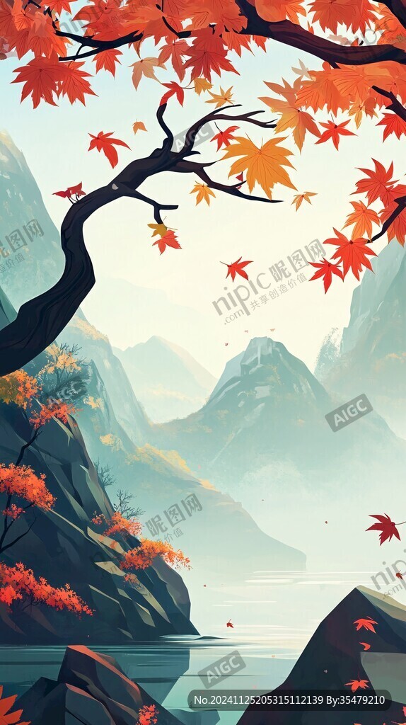 古风秋天景色插画