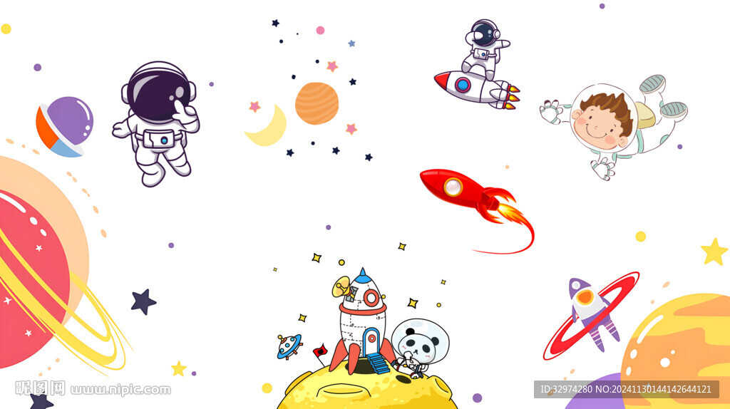 卡通太空背景墙