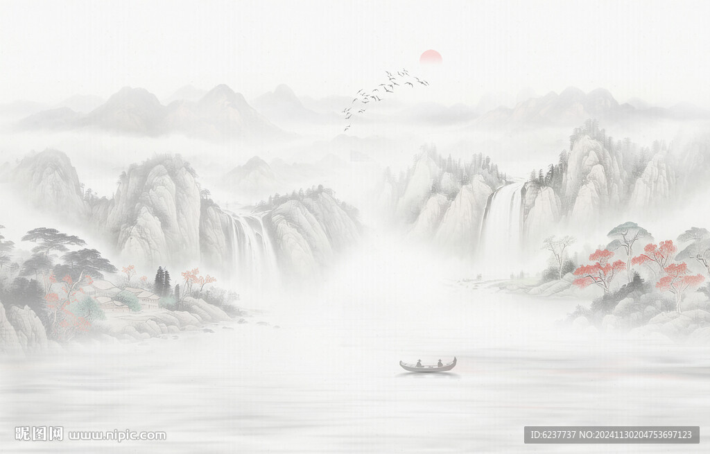 新中式水墨山水画