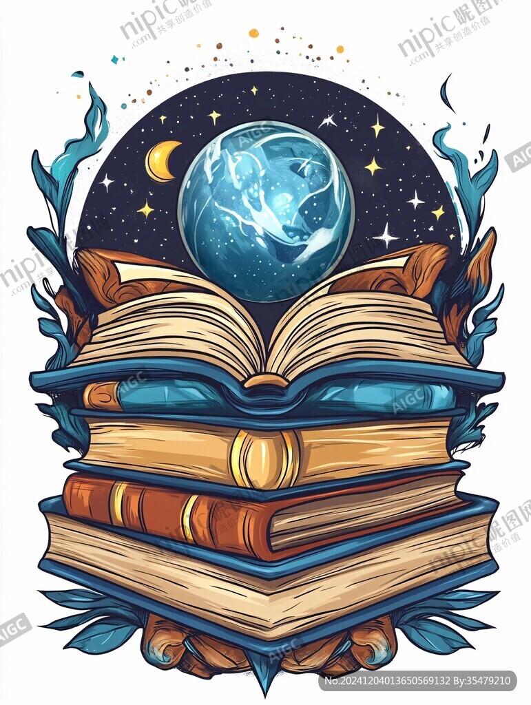 科技书籍卡通图案