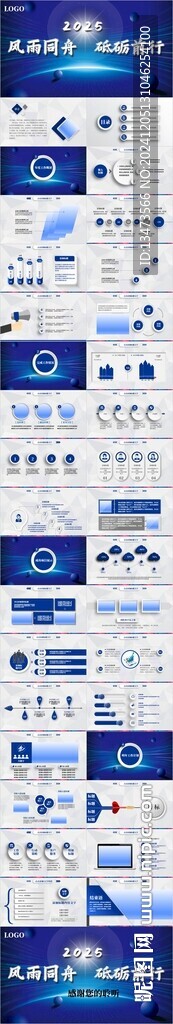 商务蓝色简约大气年终总结PPT