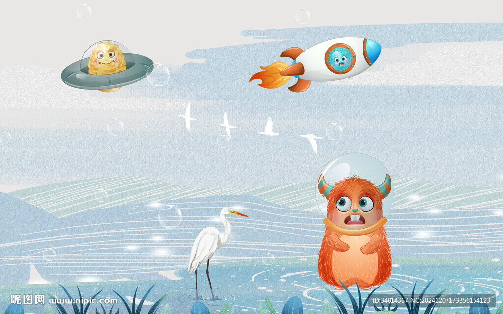 卡通儿童房背景墙