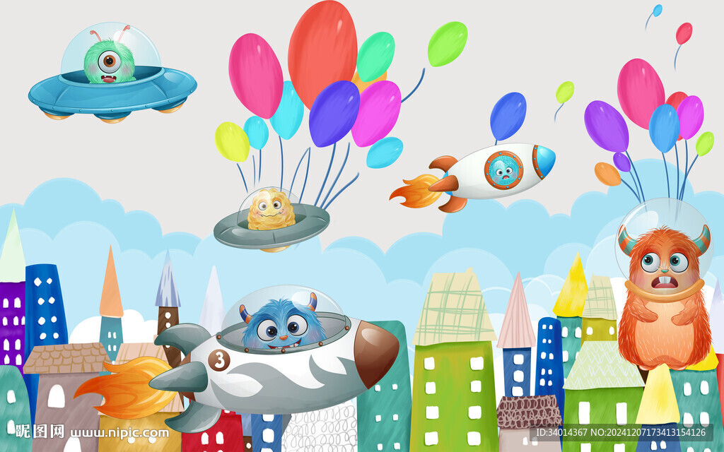 卡通儿童房背景墙