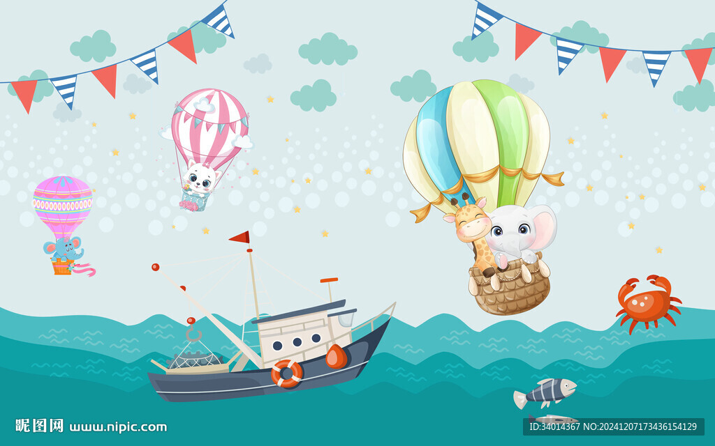 卡通儿童房背景墙