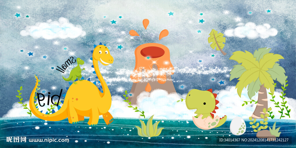 卡通恐龙背景墙