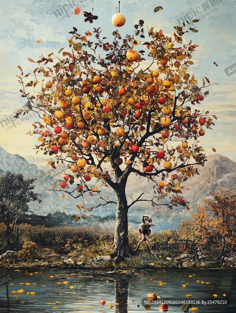 3d立体画苹果树