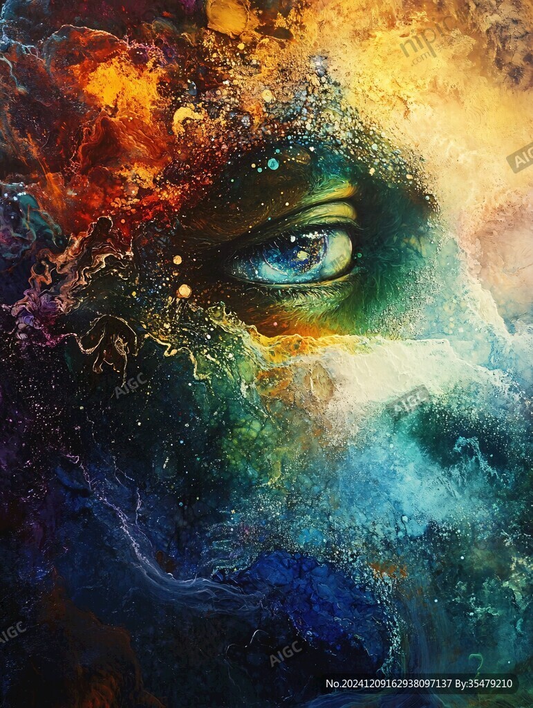 唯美抽象画水彩画女人