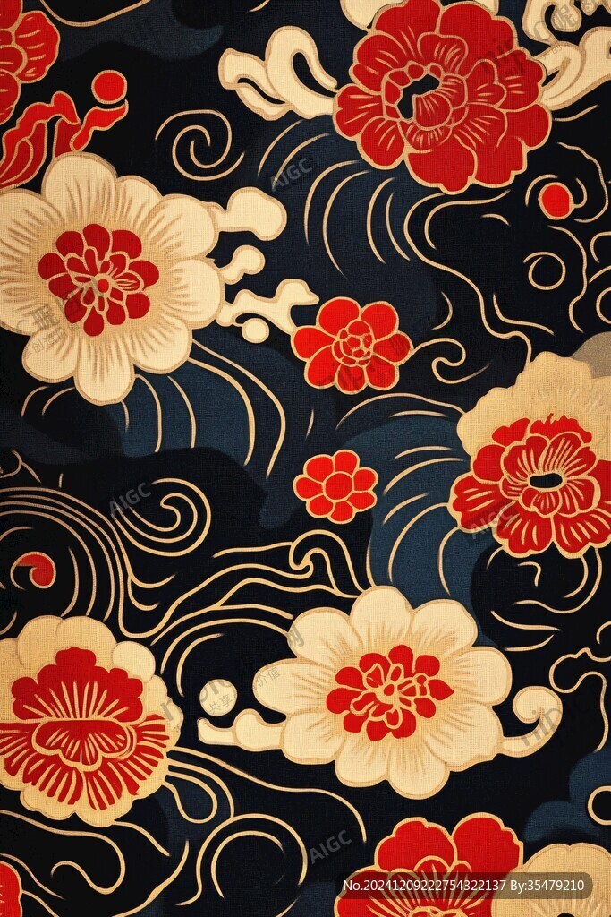 浮世绘家纺花纹