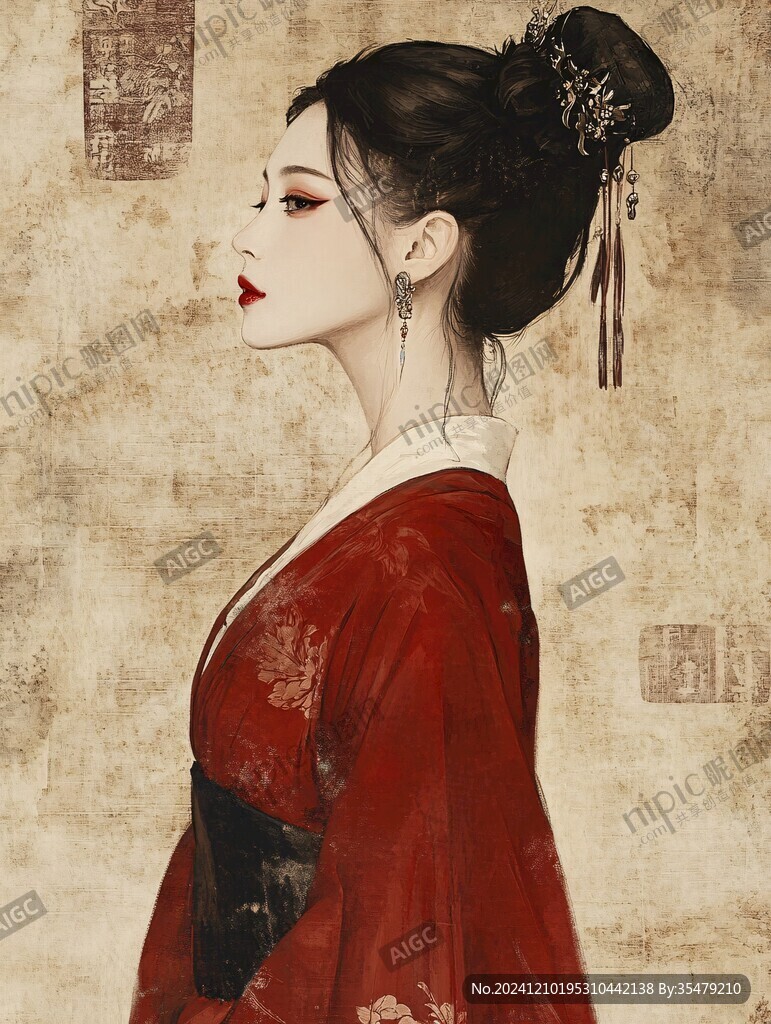 红衣少女设计古风