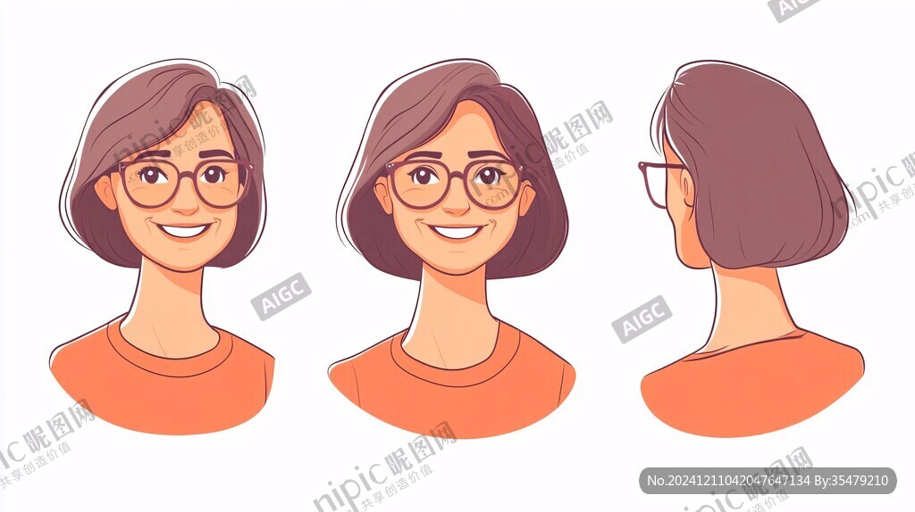 戴眼镜微笑人物