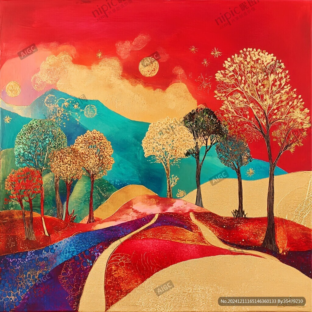 现代画家居饰画树梦幻