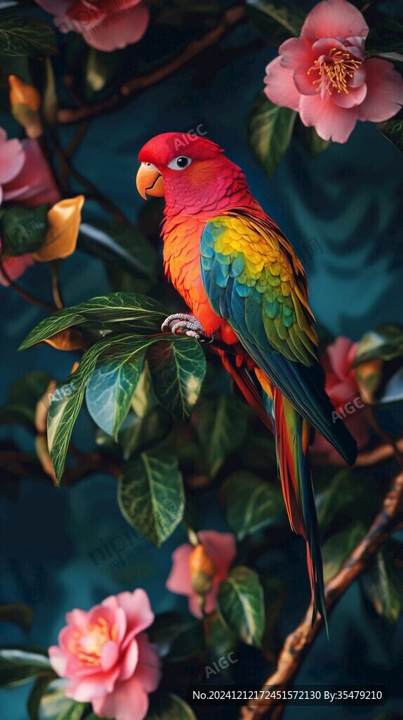 鹦鹉花卉墙纸