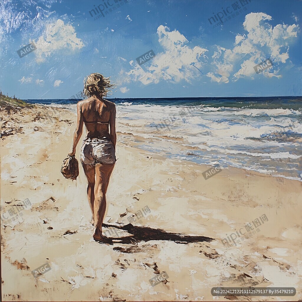 海滩比基尼女孩装饰画