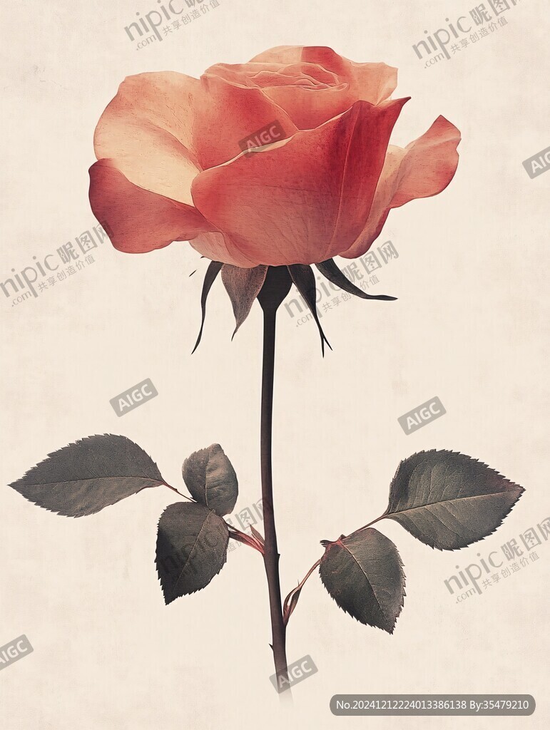 写实手绘玫瑰花素材