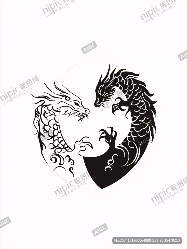 龙抬头对称简约