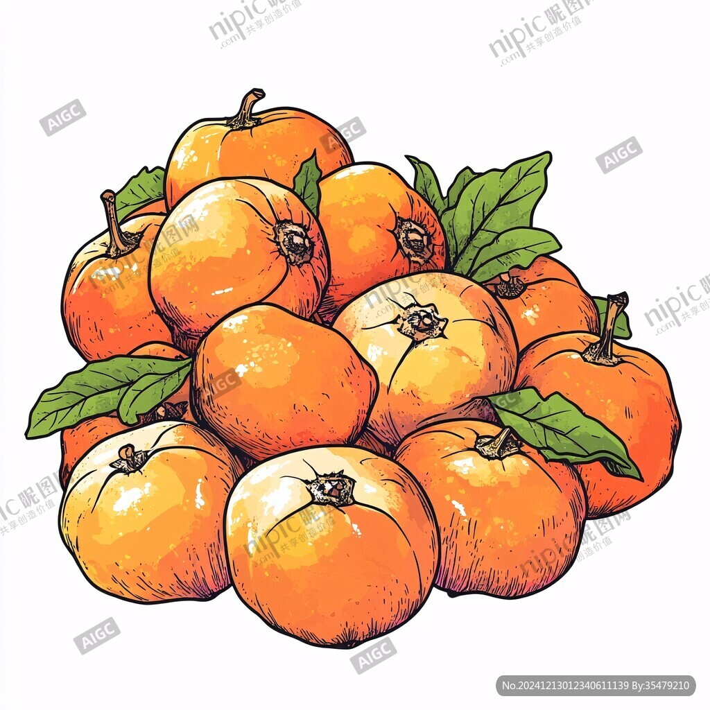 蒲州珠蜜柿插画