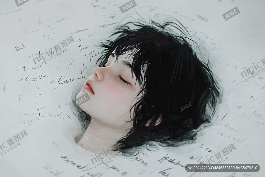 治愈系女孩睡觉春困